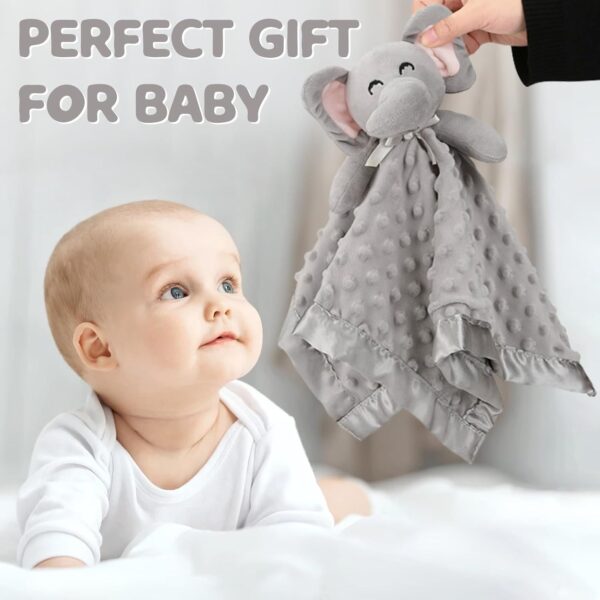 Pro Goleem Elephant Security Blanket, Soft Lovey Unisex, Grey 16 Inch - Image 3