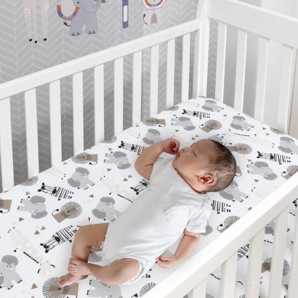 Lambs & Ivy Jungle Safari Gray/Tan/White Nursery 6-Piece Baby Crib Bedding Set - Image 3