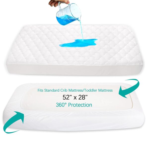 Crib Mattress Protector Sheets Fitted Waterproof Crib Mattress Pad Cover - Image 3