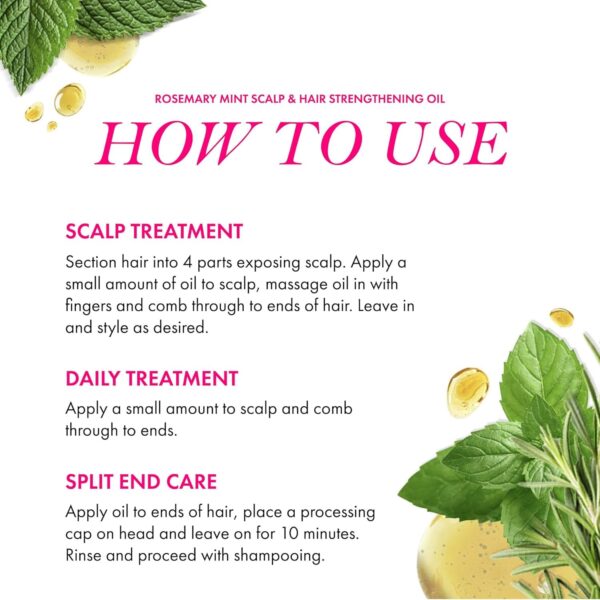 Mielle Organics Rosemary Mint Scalp & Hair Strengthening Oil for All Hair Types (2 Fl Oz) - Image 4