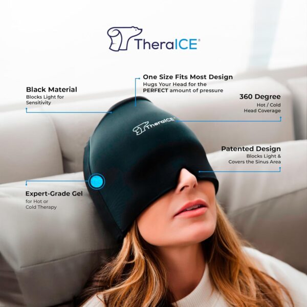 TheraICE Migraine Relief Cap, Soothing Headache Hat Ice Pack Mask - Image 3