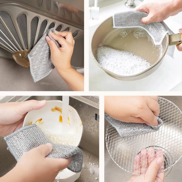 Multipurpose Wire Dishwashing Rags for Wet and Dry, 2024 New Reusable Non Scratch Wire Dishcloth - Image 3
