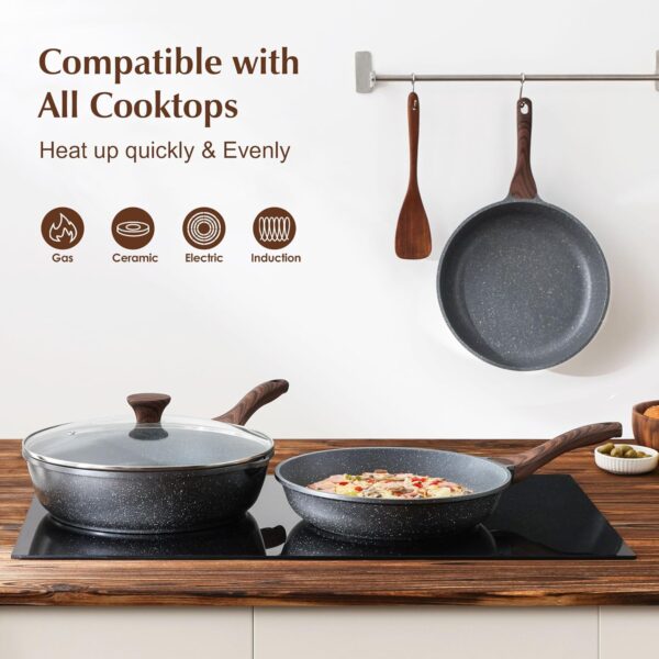 SENSARTE Nonstick Frying Pan Skillet, Swiss Granite Coating Omelette Pan - Image 3