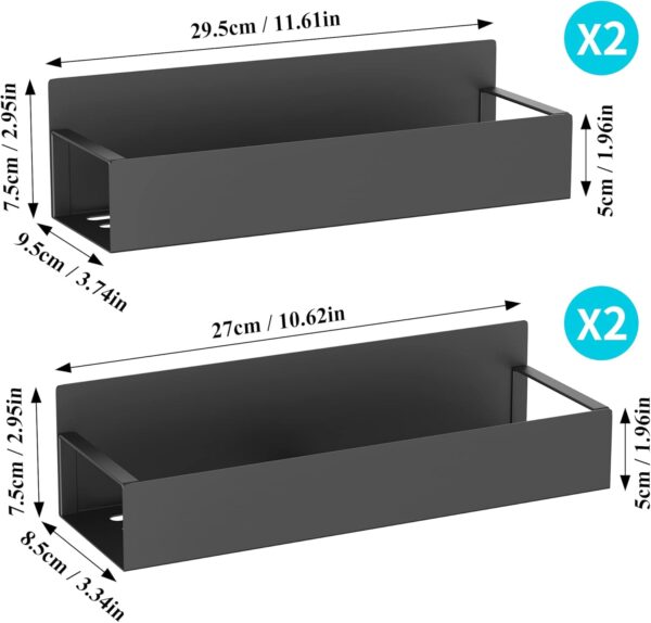 Metal 4 Pack Magnetic Spice Storage Rack Organizer for Refrigerator and Oven, Black - Image 4